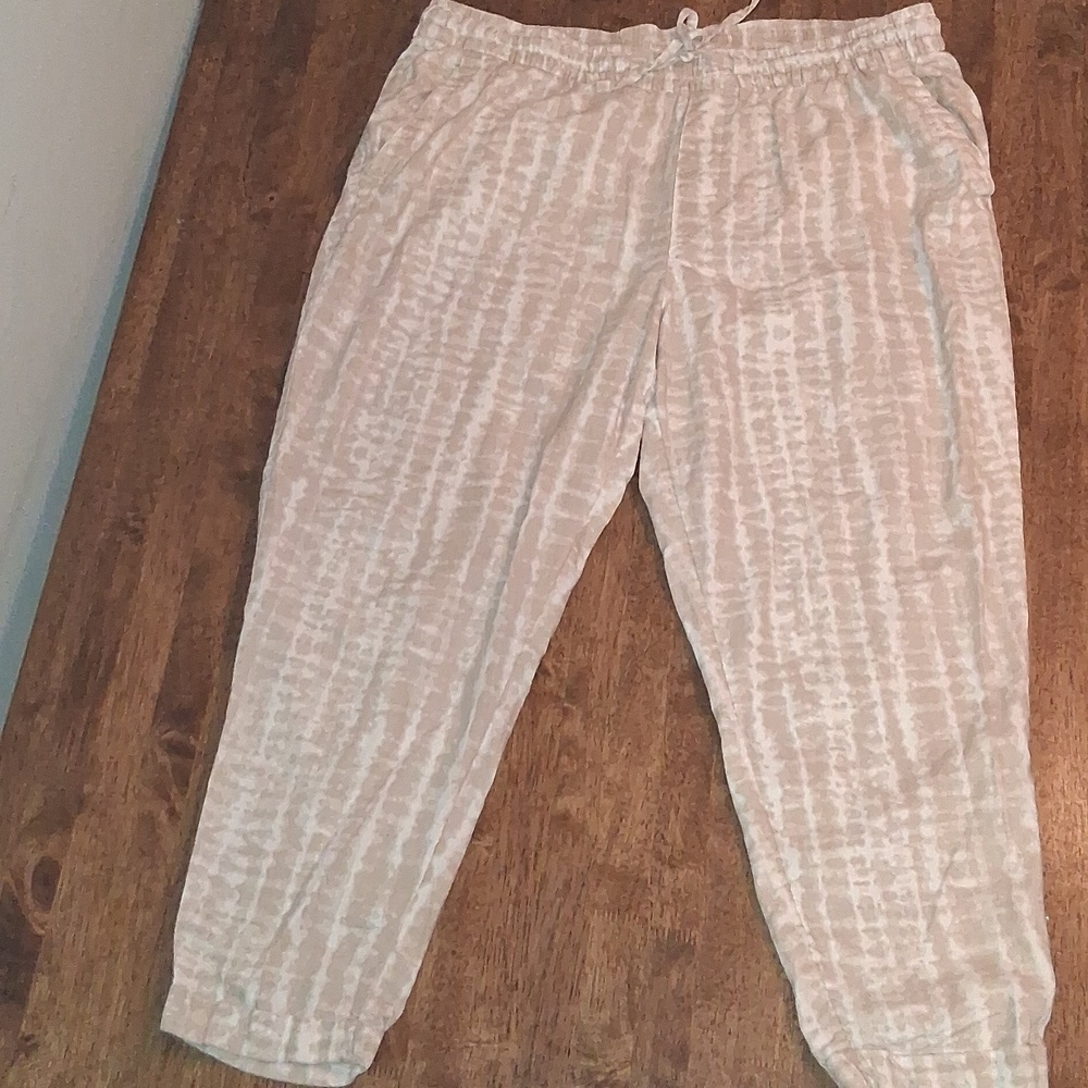 Old Navy High-Waisted Tie-Dye Linen-Blend Straight Cropped Pants XL - Picture 3 of 9